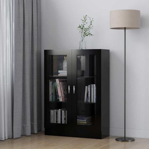 vidaXL Vitrinekast 82,5x30,5x115 cm bewerkt hout zwart, Huis en Inrichting, Kasten | Boekenkasten, Nieuw, Verzenden