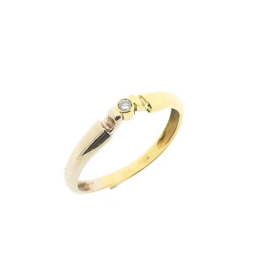Bicolor gouden solitair ring met diamant; 0,04 ct. | Heren, Handtassen en Accessoires, Ringen, Heer, Met edelsteen, Overige kleuren
