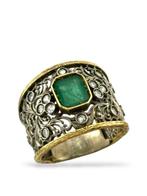 Ring - 14 karaat Geel goud, Met de hand gemaakte diamanten,, Handtassen en Accessoires, Ringen, Nieuw