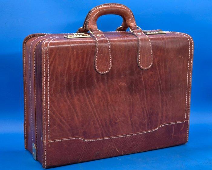 Amiet - Vintage Aktenkoffer – Massives Leder mit, Antiquités & Art, Curiosités & Brocante