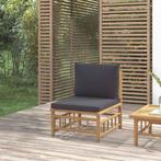 vidaXL Tuinmiddenbank met kussens bamboe donkergrijs, Tuin en Terras, Verzenden, Nieuw