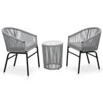 vidaXL 3-delige Bistroset met kussens PE-rattan grijs, Tuin en Terras, Verzenden, Nieuw