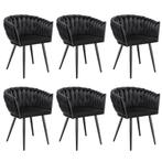 tectake Set eetkamerstoelen Astano fluweel, knoopdesign - zw, Verzenden, Nieuw