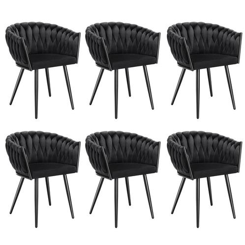 tectake Set eetkamerstoelen Astano fluweel, knoopdesign - zw, Huis en Inrichting, Stoelen, Verzenden