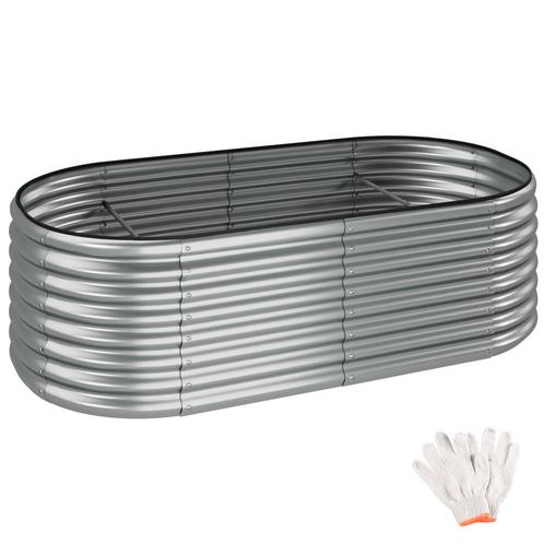 tectake Hoge plantenbak Flormma, 942l, verzinkt, 200x100x60c, Tuin en Terras, Bloembakken en Plantenbakken, Verzenden