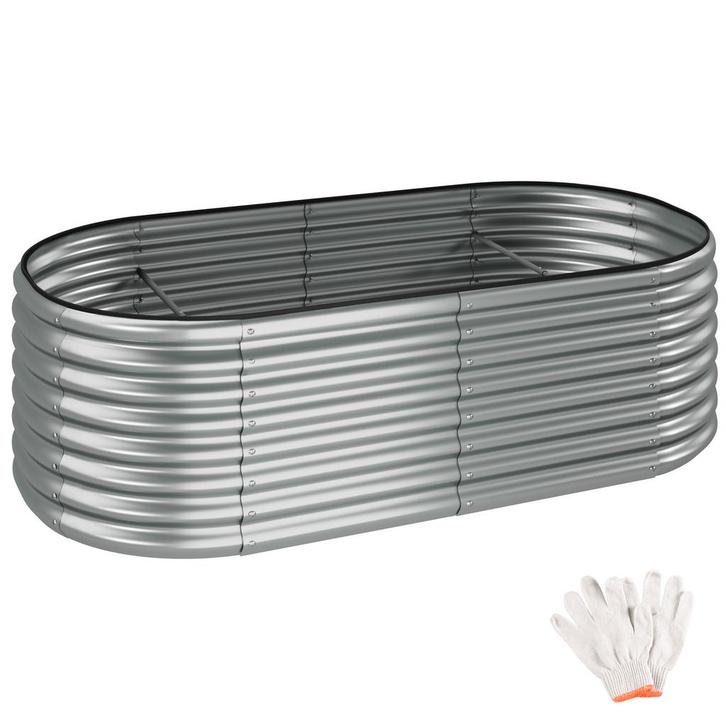 tectake Hoge plantenbak Flormma, 942l, verzinkt, 200x100x60c, Tuin en Terras, Bloembakken en Plantenbakken, Verzenden