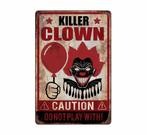 Halloween Wanddecoratie Killer Clown Bord 36cm, Nieuw, Verzenden