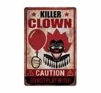 Halloween Wanddecoratie Killer Clown Bord 36cm, Verzenden, Nieuw