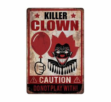 Halloween Wanddecoratie Killer Clown Bord 36cm, Verzenden