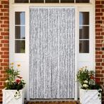 vidaXL Vliegengordijn 118x220 cm chenille wit en grijs, Doe-het-zelf en Bouw, Deuren en Vliegenramen, Verzenden, Nieuw
