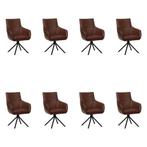 Set van 8 Leren draaibare eetkamerstoelen Fancy - Granada, Nieuw, Leer, Ophalen of Verzenden, 90 cm of meer