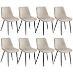 tectake Set stoelen Monroe fluweellook - crème, Set van 8, Huis en Inrichting, Verzenden, Nieuw