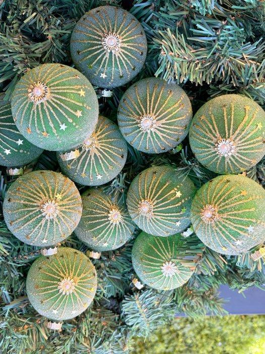 Esse Italia:groene matte kestbal met gouden glitter en klein, Diversen, Kerst