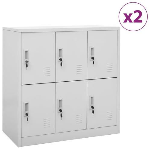 vidaXL Lockerkasten 2 st 90x45x92,5 cm staal lichtgrijs, Huis en Inrichting, Kasten | Overige, Nieuw, Verzenden