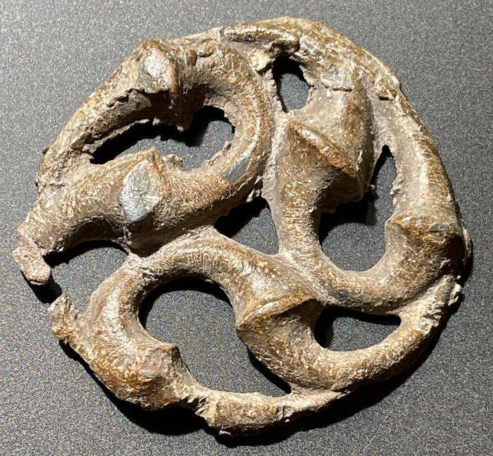 Oud-Romeins Lood Zeldzame opengewerkte grote phalera in de, Antiek en Kunst, Antiek | Overige Antiek