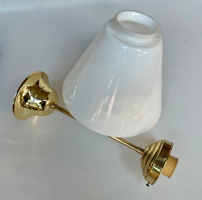 Plafondlamp - Messing, Opaalglas, Antiek en Kunst, Antiek | Verlichting