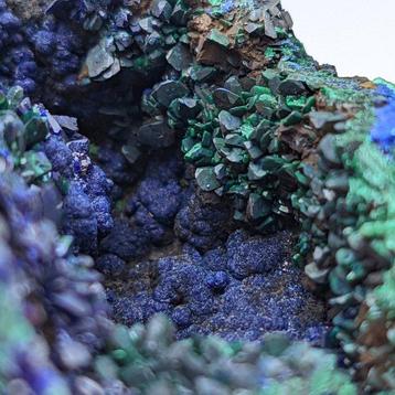 GÉODE de MALACHITE Après AZURITE et AZURITE, Unique Géode -