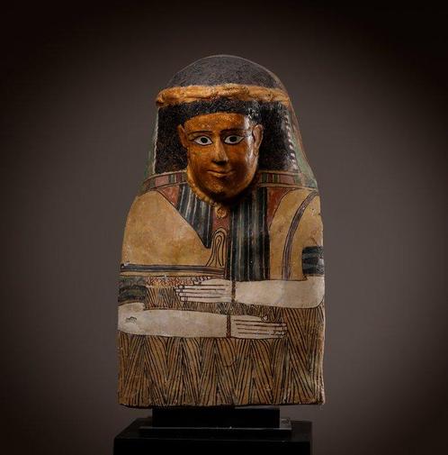 Romano-égyptien cartonnage funéraire - 55 cm, Verzamelen, Mineralen en Fossielen
