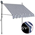 vidaXL Luifel handmatig uitschuifbaar met LED 100 cm blauw, Verzenden, Nieuw