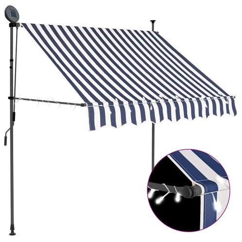 vidaXL Luifel handmatig uitschuifbaar met LED 100 cm blauw, Tuin en Terras, Zonneschermen, Nieuw, Verzenden