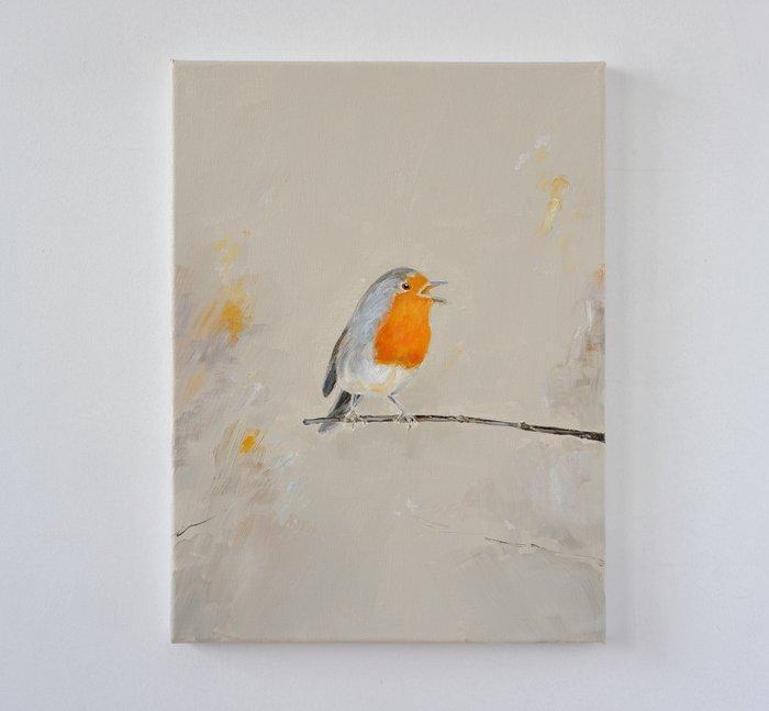 Matthieu van Riel - Roodborstje, Antiquités & Art, Art | Peinture | Moderne