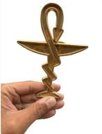 Interessant medisch symbool van de Caduceus in gouden hars –