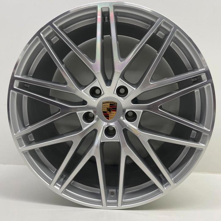 Porsche Cayenne E3 II ORIGINELE 21 RS Spyder zilver + banden, Auto-onderdelen, Banden en Velgen, 21 inch, 315 mm, Personenwagen