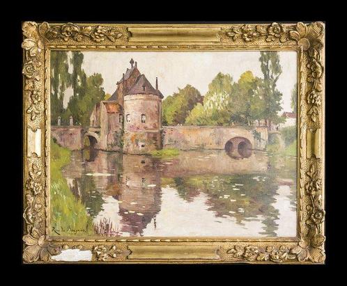 René De Baugnies (1869-1962) René DEBAUGNIES - Le château, Antiek en Kunst, Kunst | Schilderijen | Klassiek