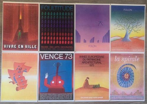 Jean-Michel Folon - 8 X posters 1977, Antiek en Kunst, Kunst | Tekeningen en Fotografie