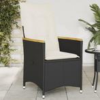 vidaXL Chaise inclinable de jardin avec coussins noir, Neuf, Verzenden