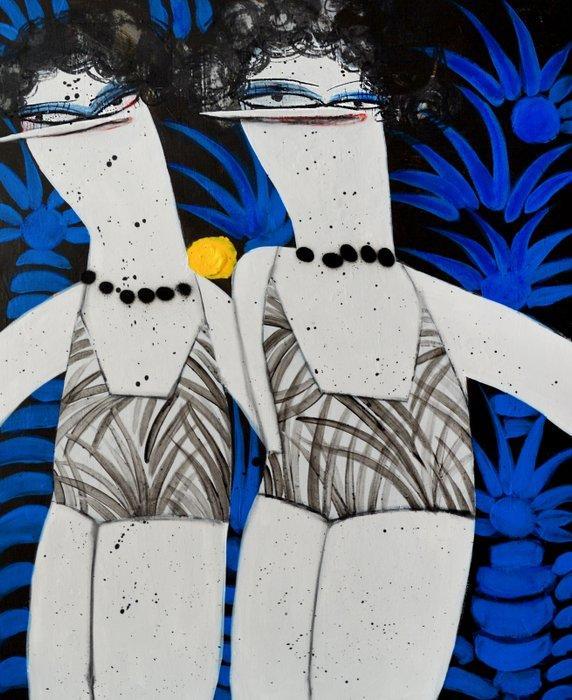 Yana Medow - Shady beach XL, Antiek en Kunst, Kunst | Schilderijen | Modern