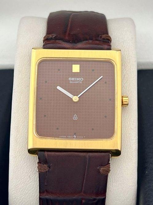 Seiko - Sans Prix de Réserve - 18K GP Oversize Brown Waffle, Handtassen en Accessoires, Horloges | Antiek