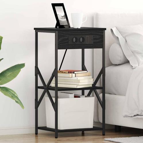 vidaXL Nachtkastje 2 pcs Zwart eiken 41 x 31 x 76 cm Bewerkt, Huis en Inrichting, Slaapkamer | Nachtkastjes, Nieuw, Verzenden