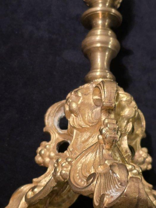 Tafellamp - Verguld brons - Goudkleurig bronzen leeuwen, Antiek en Kunst, Antiek | Overige Antiek