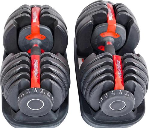 Verstelbare Dumbells 24kg set van 2 dumbbells - 15 standen, Sport en Fitness, Fitnessapparatuur, Overige typen, Nieuw, Metaal