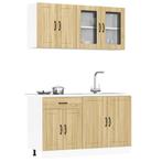 vidaXL 4-delige Keukenkastenset Lucca bewerkt hout sonoma, Huis en Inrichting, Verzenden, Nieuw