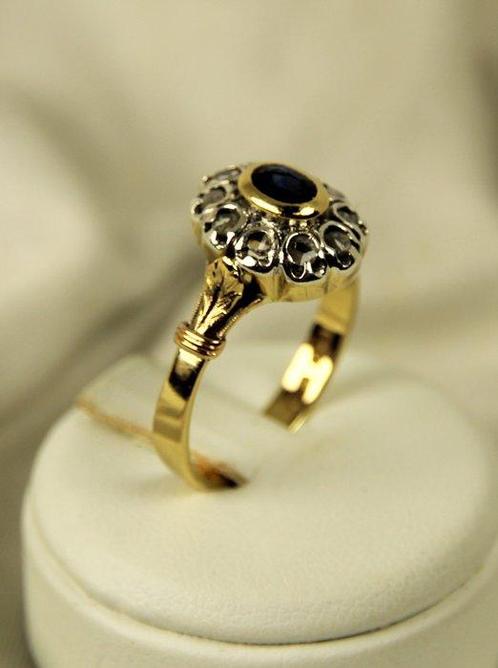 Bague - 18 carats Or blanc, Or jaune - 0.45ct. tw. Saphir -, Handtassen en Accessoires, Ringen