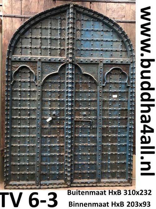 Imposante oude Indiase poort, kasteelpoort, kloosterdeur, Tuin en Terras, Tuinpoorten, Gebruikt, 200 cm of meer, Hout, 200 cm of meer