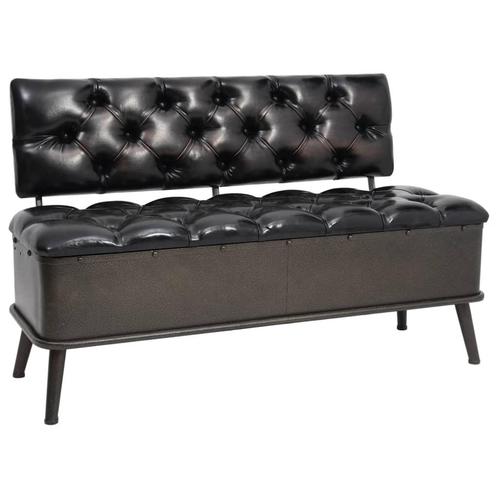 vidaXL Opbergbank met rugleuning 110 cm kunstleer zwart, Huis en Inrichting, Overige Huis en Inrichting, Nieuw, Verzenden