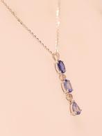 Halsketting - 14 karaat Witgoud - 1.79ct. tw. Saffier -