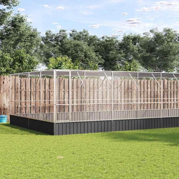 vidaXL Volière met verlengstuk 1246x414x212 m staal, Dieren en Toebehoren, Vogels | Toebehoren, Nieuw, Verzenden