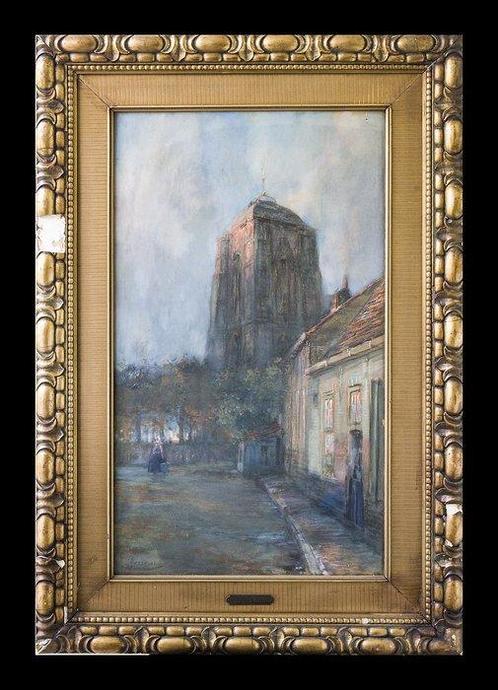Lievin Herremans (1858-1931) - Grande Église de Veere (, Antiek en Kunst, Kunst | Schilderijen | Klassiek