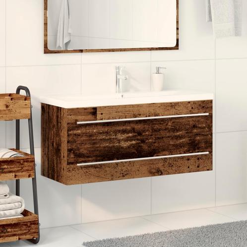 vidaXL Badmeubel met ingebouwde wastafel in Oud Hout, Huis en Inrichting, Tafels | Kaptafels, Nieuw, Verzenden