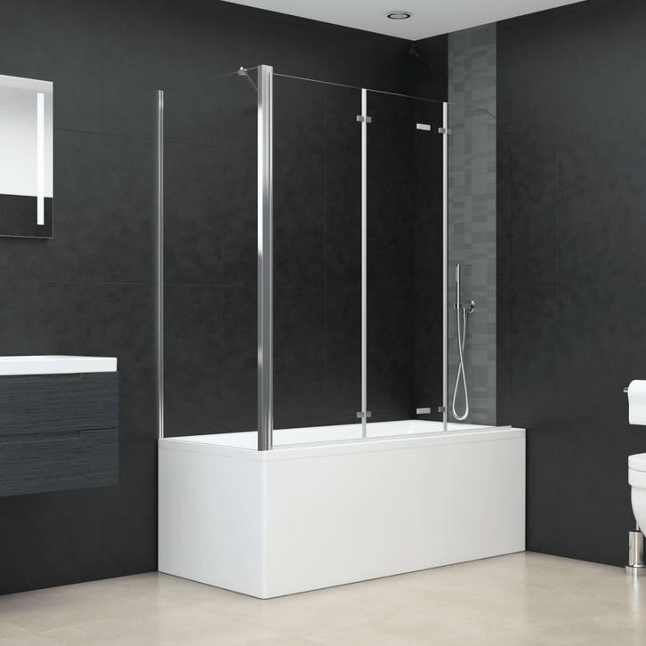 vidaXL Badwand 120x69x130 cm gehard glas transparant, Doe-het-zelf en Bouw, Sanitair, Nieuw, Verzenden