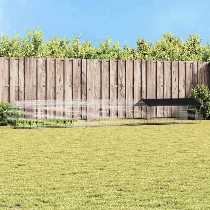 vidaXL Konijnenkooi Zilver 400 x 78 x 78 cm Gegevens staal, Animaux & Accessoires, Rongeurs & Lapins | Cages & Clapiers, Envoi