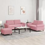 vidaXL 3-delige Loungeset met kussens fluweel roze, Huis en Inrichting, Zetels | Zetels, Verzenden, Nieuw