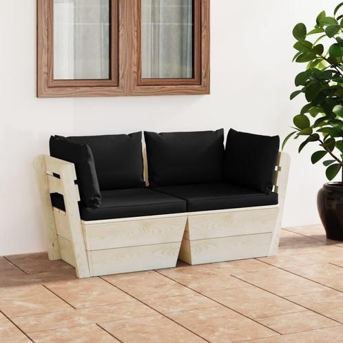vidaXL Tuinbank 2-zits met kussens pallet vurenhout, Tuin en Terras, Tuinsets en Loungesets, Nieuw, Verzenden
