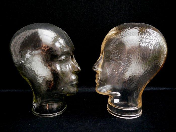 Mannequin - Pruik hoed of decoratief hoofd (2) - Glas, Antiek en Kunst, Antiek | Wandborden en Tegels