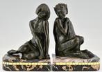 Pierre Le Faguays - Serre-livres (2) - Nymphe et Satyre,