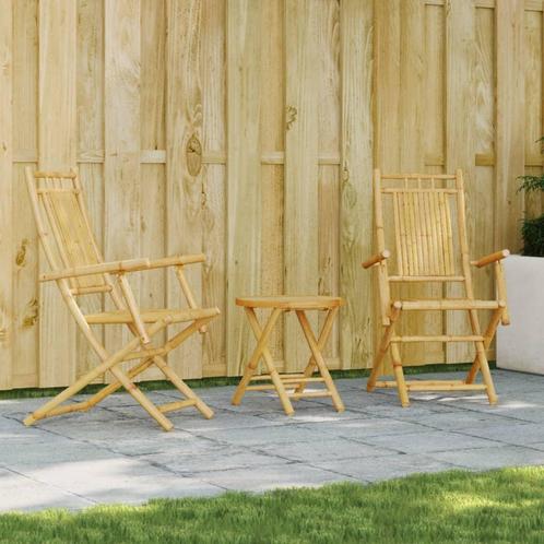 vidaXL 3-delige Bistroset bamboe, Tuin en Terras, Tuinsets en Loungesets, Nieuw, Verzenden